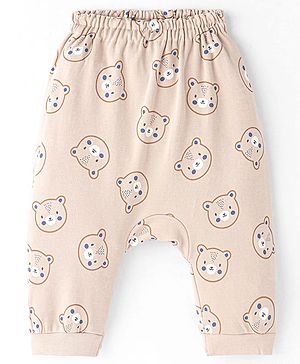 Ollypop Interlock Full Length Diaper Leggings With Animals Print - Beige