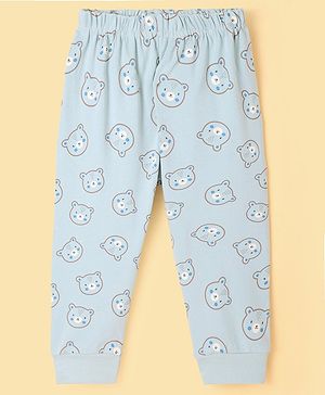 Ollypop Interlock Knit Full Length Teddy Bear Printed Lounge Pant - Light Blue