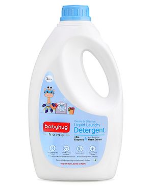 Babyhug Plant-Based Liquid Laundry Detergent for Babies Natural & Gentle Fabric Cleaner  - 3000ml| Anti Bacterial with Neem Extracts| Hypoallergenic| Fragrance Free| Neutral pH| Bucket & Machine Wash