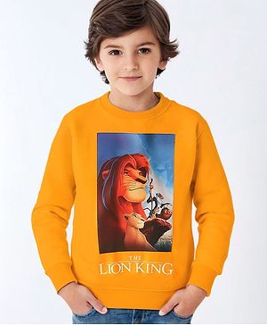 Pine Kids Disney Terry Knit Full Sleeves Sweatshirt with Lion King Graphics - Orange