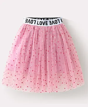 Kookie Kids Knee Length Polka Dot
                              Printed Skirt - Pink