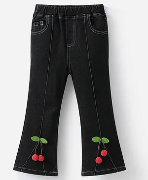 Kookie Kids Full Length Flared Jeans
                              With Cherry Applique - Black