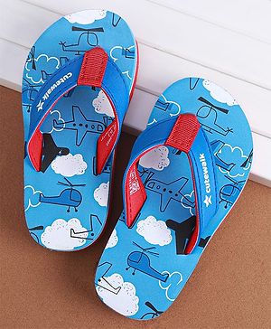 Cute Walk by Babyhug Slip on Flip Flops with Aeroplane Print - Blue