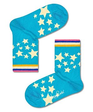 HAPPY SOCKS Organic Cotton Blend Star Printed Socks - Light Blue