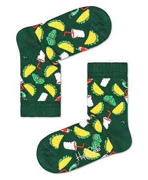 HAPPY SOCKS Organic Cotton Blend Taco Printed Socks - Green