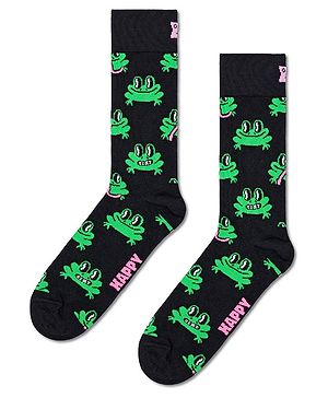 HAPPY SOCKS Pack Of 2 Organic Cotton Blend Frogs Printed Socks - Black