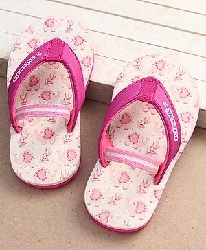 Cute Walk by Babyhug Flip Flops with Backstrap Closure & Animal Print - Pink