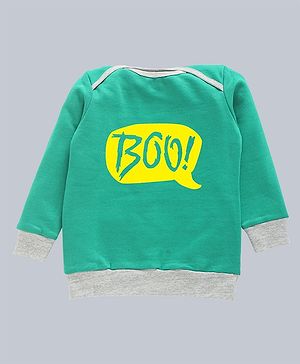 Kadam Baby Halloween Theme Cotton Full Sleeves Boo Text Printed Sweatshirt - Green