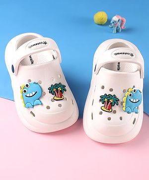 Cute Walk by Babyhug Clogs with Backstrap Beach Theme Applique - White