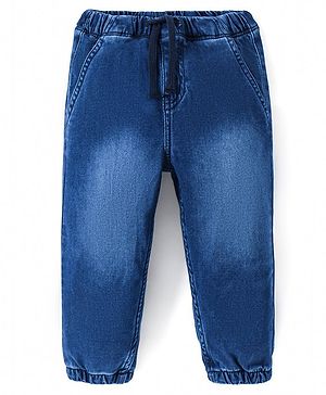 Bonfino Cotton Woven Full Length Solid Pull Up Jeans - Blue