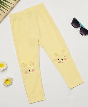 Milou Cotton Full Length Cat Printed Leggings - Yellow