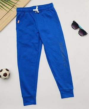 Milou Cotton Awesome Text Printed Joggers - Royal Blue