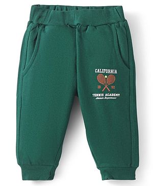 Zero Knit Full Length Text Printed Fleece & Woollen Bottom - Green