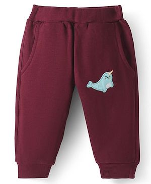 Zero Knit Full Length Fish Printed Fleece & Woollen Bottom - Maroon