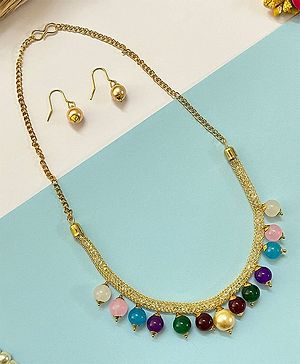 Little Peas Pearl Drop Necklace Set - Golden