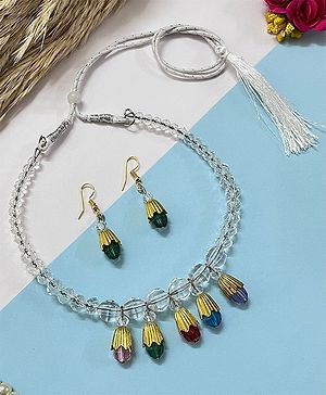 Little Peas Set Of 2 Beaded Necklace Set With Multicoloured Drop Crystals - Multicolour