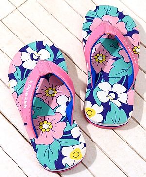 Pine Kids Floral Printed Flip Flops - Pink