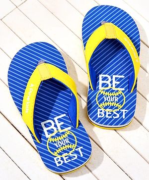 Pine Kids Text Printed Slip On Flip Flops - Blue