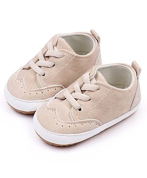 KIDLINGSS Solid Lace Design Booties - Beige