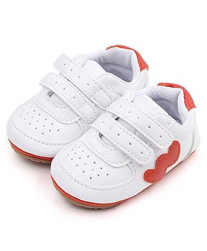 KIDLINGSS Side Patch Double Velcro Closure Booties - White & Orange