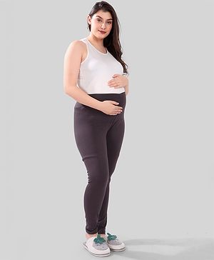 TUMMY Viscose Solid Active Wear Maternity Leggings - Grey