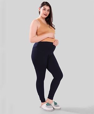 TUMMY Viscose Solid Active Wear Maternity Leggings - Blue