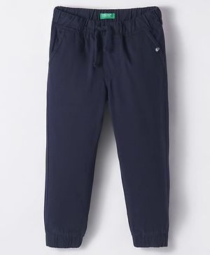 UCB Cotton Woven Full Length Solid Color Trousers - Navy Blue