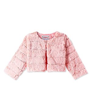Babyhug Fur Woven Full Sleeves Solid Color Winter Jacket  - Pink