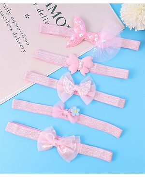 Babyhug Headbands With Bow Applique Pack of 5 - Pink