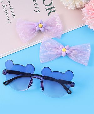 Babyhug Hair Clips & Sunglasses Combo Set Free Size with Bow Applique - Purple