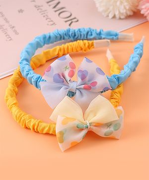 Babyhug Free Size Hair Bands With Bow Applique Pack of 2 - Yellow & Blue