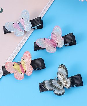 Babyhug Hair Pins with Butterfly Applique Pack of 4 - Multicolor