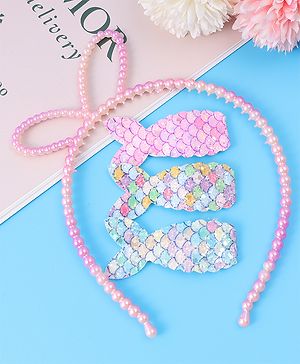 Babyhug Sequin & Pearl Embellished Hair Accessories Combo Set Pack of 4 - Multicolor