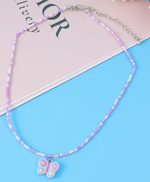 Babyhug Necklace With Butterfly Applique - Purple & White