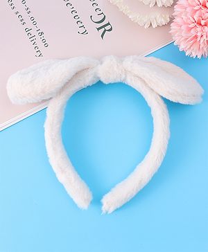 Babyhug Hair Band Bow Applique with Fur Free Size - White