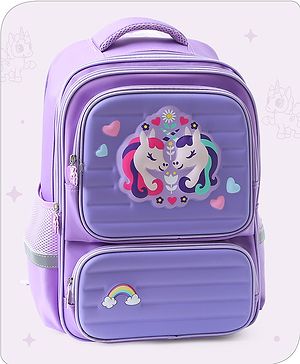 Babyhug Backpack With Unicorn Print Purple - Height 16.5 Inches