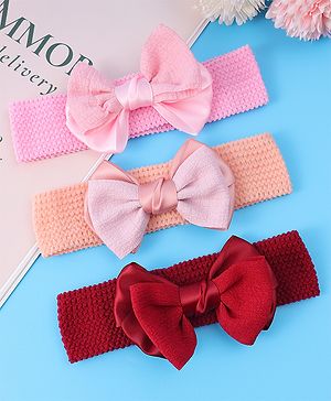 Babyhug Headbands With Bow Applique Pack of 3 - Multicolor