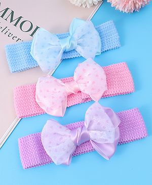 Babyhug Headbands With Bow Applique Pack of 3 - Multicolor