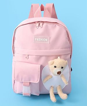 Pine Kids Fashion Backpack With Bear Applique - Pink