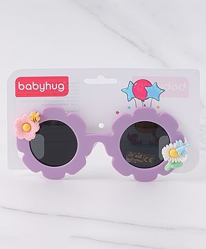 Babyhug Free Size Sunglasses With Floral Applique - Purple
