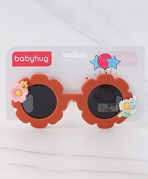 Babyhug Free Size Sunglasses With Floral Applique - Orange