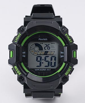 Pine Kids Free Size Digital Watch - Black & Green