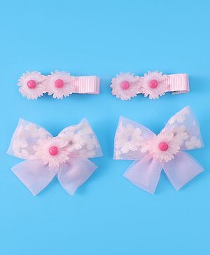 Babyhug Hair Pins And Clips With Floral Applique - Pink