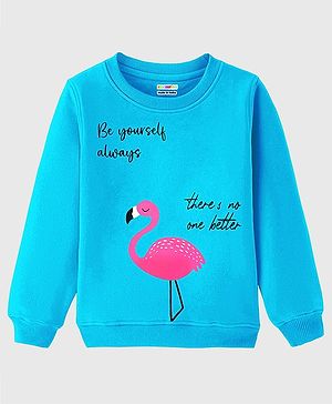 KUCHIPOO Fleece Full Sleeves Be Yourself Always Text Printed Sweatshirt - Blue