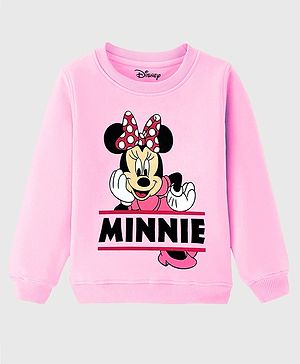 KUCHIPOO Fleece Full Sleeves Disney Featuring Minnie Mouse Printed Sweatshirt - Pink