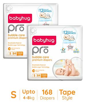 Babyhug Pro Bubble Care Premium Pant Style Diaper Small Size Pack of 2- 84 Pieces Each