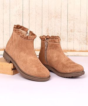 Pine Kids Slip On Winter Boots with Zioper Closure - Brown