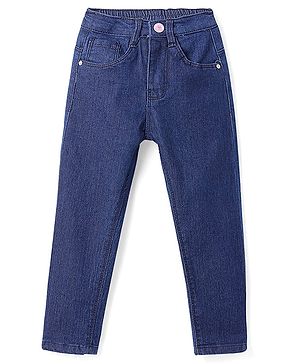 Babyhug Full Length Washed Denim Jeans with Stretch - Blue