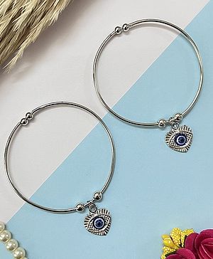 Little Peas Set Of 2 Evil Eye Bracelet Set - Silver