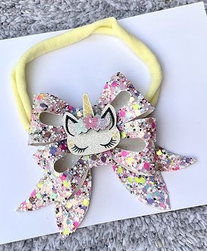 FOLLOW THE NEEDLE Unicorn Detailed Softband Headband - Yellow